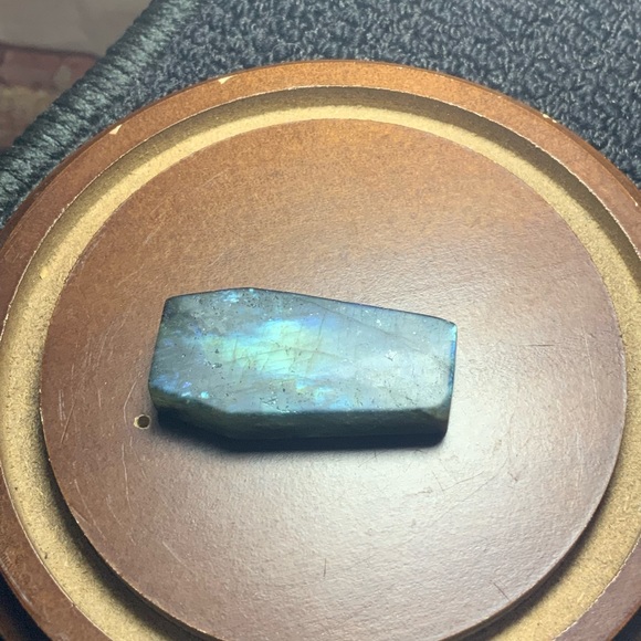 Labradorite Coffin carved Cross and Bat, NWOT~awesome color, - Picture 3 of 5
